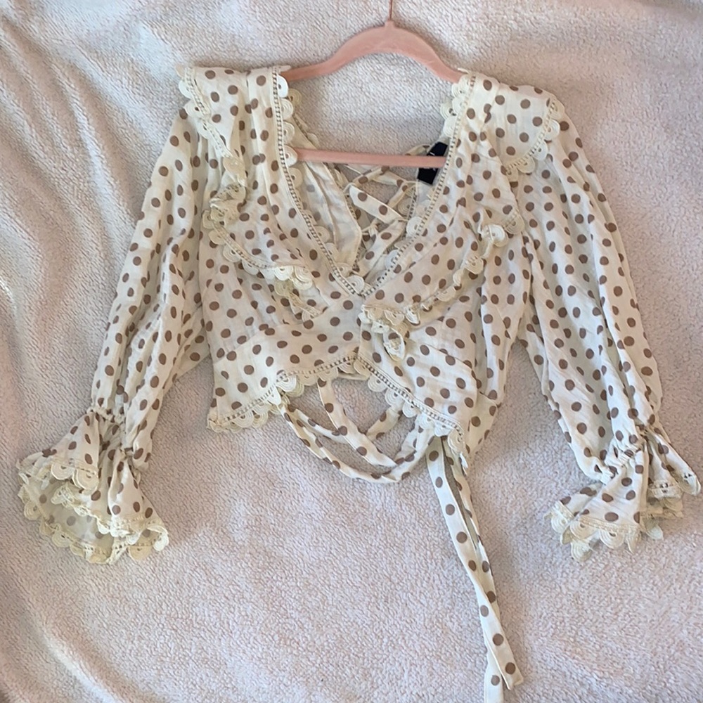 Vici Edna crochet polka dot crop top - Picture 2 of 7